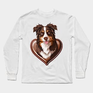 Valentine Australian Shepherd Shaped Chocolate Long Sleeve T-Shirt